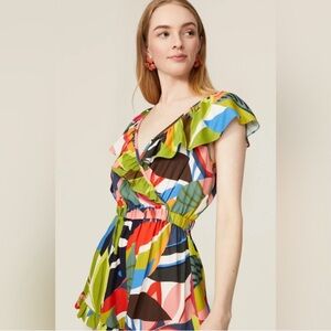 Trina Turk The Sundeck Romper in Multi Colors, size X-Large